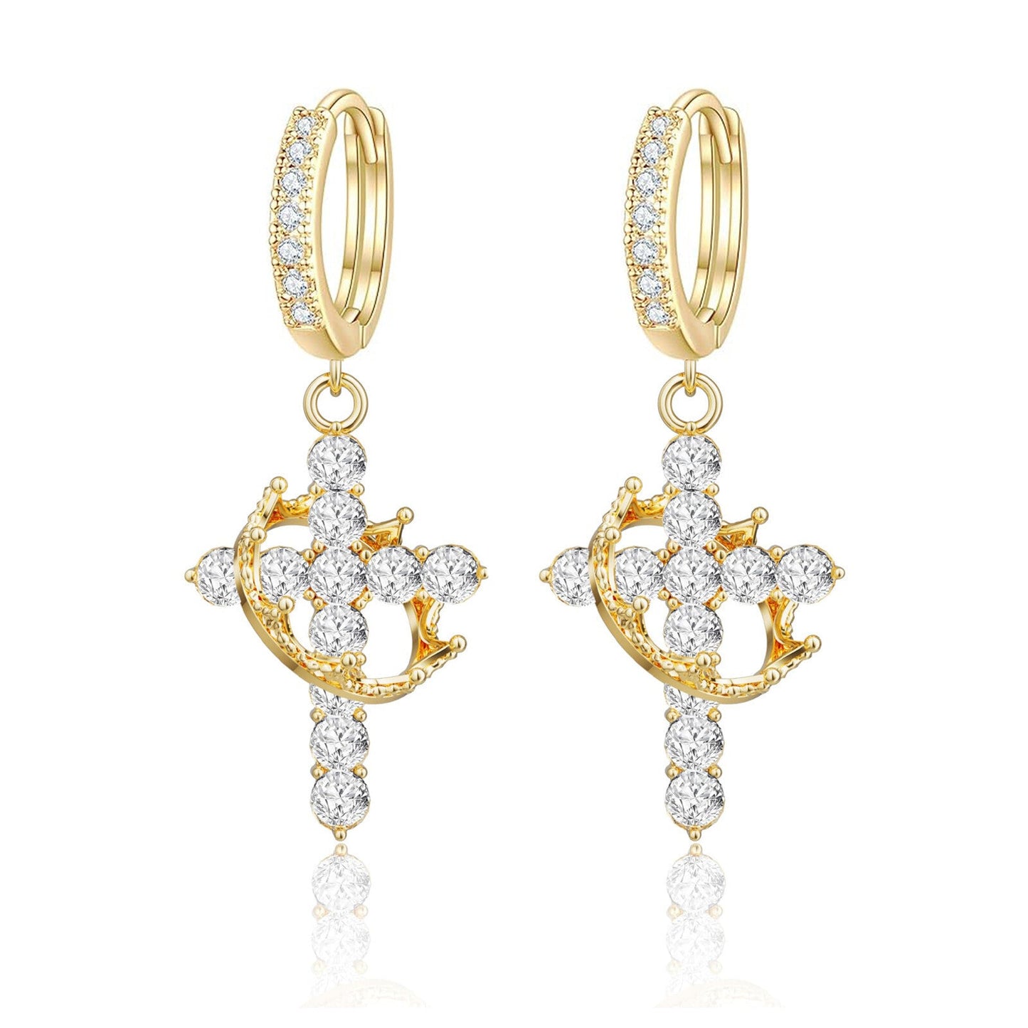 Rotating  Earrings Set with Zircon