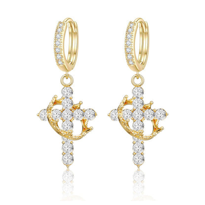 Rotating  Earrings Set with Zircon