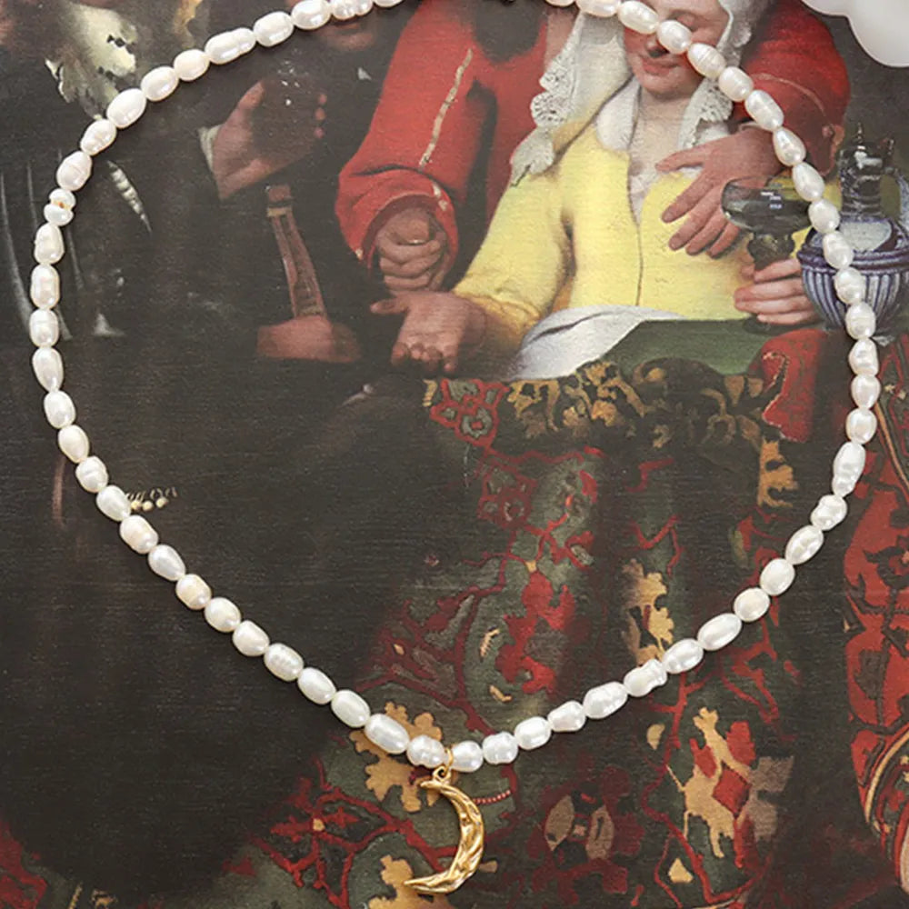 Pearl Titanium  Pendant Necklace