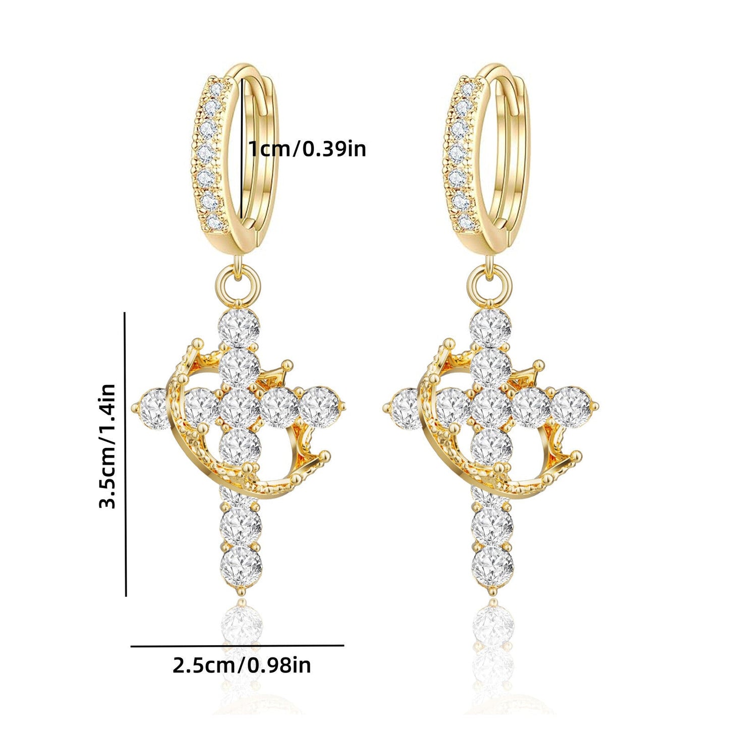 Rotating  Earrings Set with Zircon