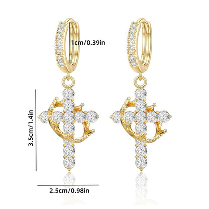 Rotating  Earrings Set with Zircon