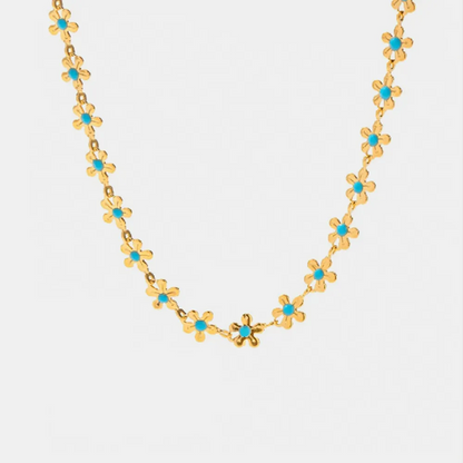 Flower blue drip oil niche light luxury necklace